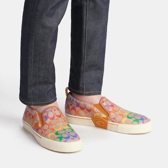 🌈 Coach Skate Slip On Sneaker In Rainbow Signature Canvas *Special Edition* - Picture 2 of 13